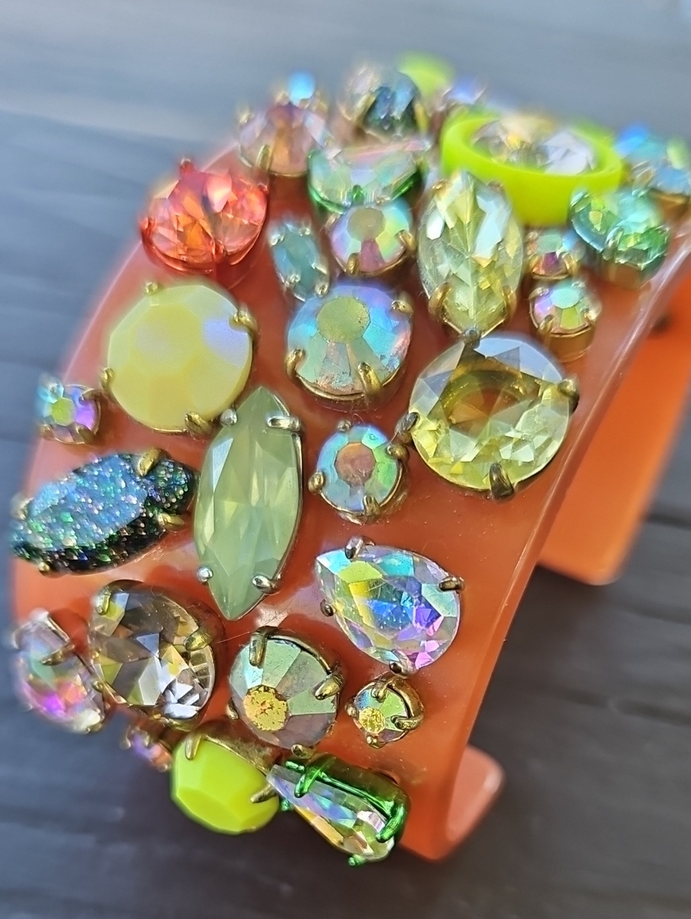 J.  Crew Vibrant Orange Jeweled Statement Cuff Bracelet - Picture 2 of 8